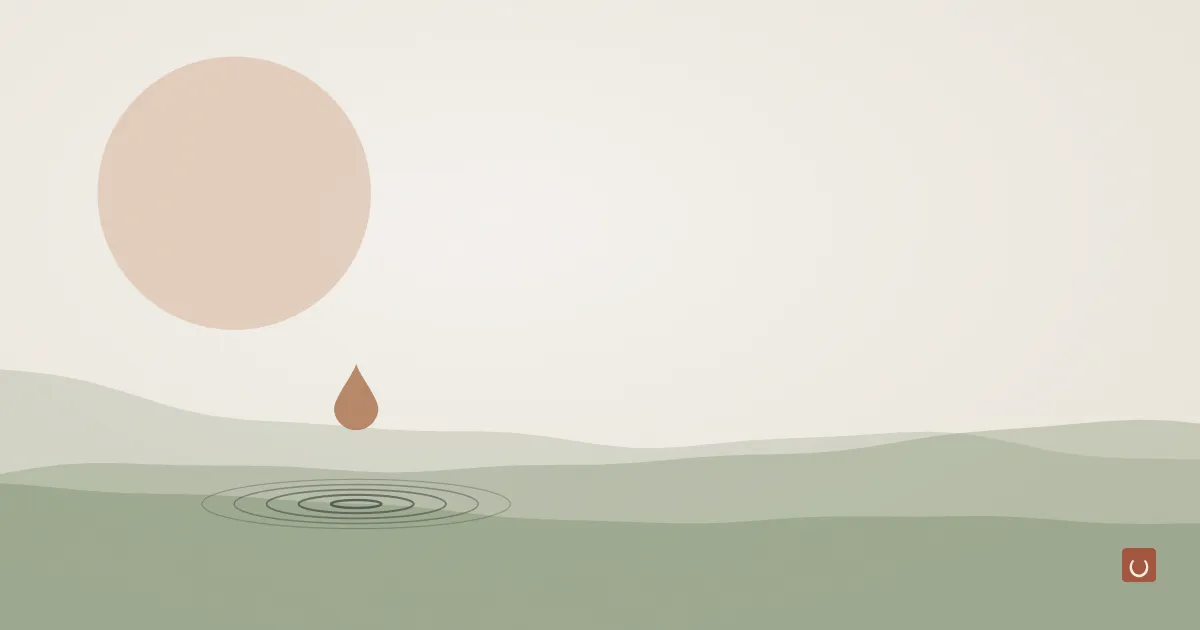 Abstract ink wash illustration of sunlight filtering through water onto pale coral, representing reef friendly sun protection