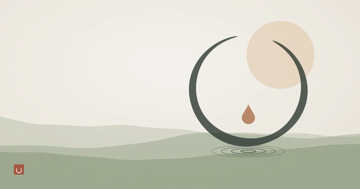 Abstract ink illustration of a long chain of linked circles fading into gray mist, representing PEG compounds and hidden contaminants