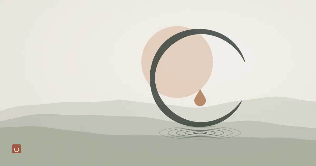 Abstract ink wash illustration of a water droplet beading on a smooth surface, representing PFAS forever chemicals in makeup