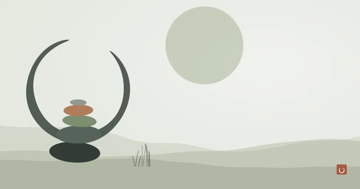 Abstract ink-wash illustration of two balanced scales holding small jars on either side of an ocean horizon, representing US and EU cosmetic rules