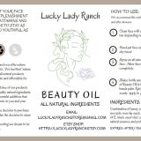 Beauty Oil label listing seven natural oils